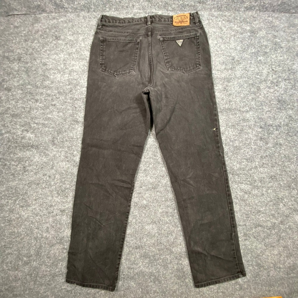 Vintage Guess Jeans Mens 34x32 Classic 001 Straight Leg Faded Black Denim‎ 90s